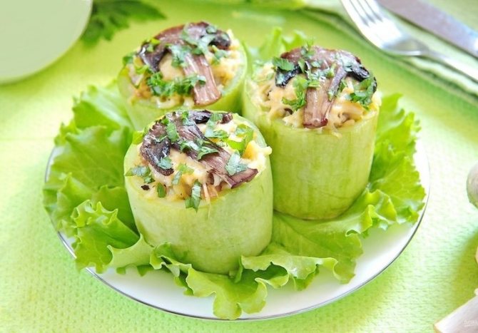 Фаршированные кабачки «Мясо - грибные»