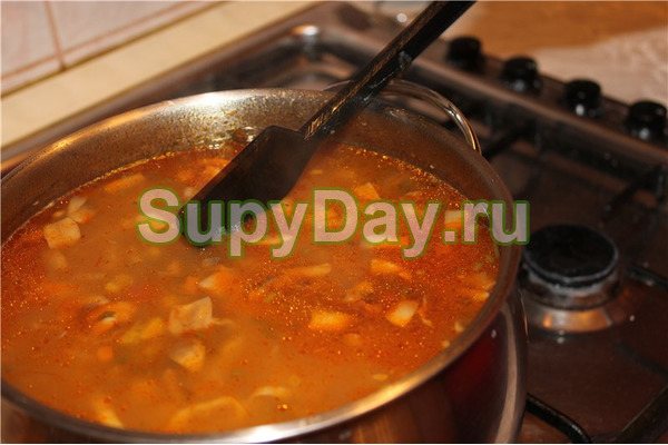 Грибной суп на говяжьем бульоне