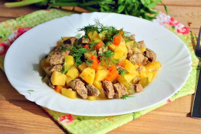 Картофель с мясом в мультиварке-скороварке