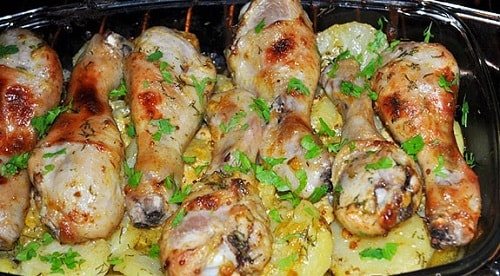 ножки с картошкой и майонезом
